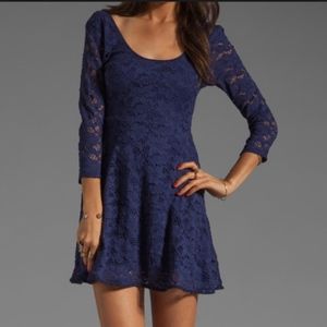 navy blue lace mini dress